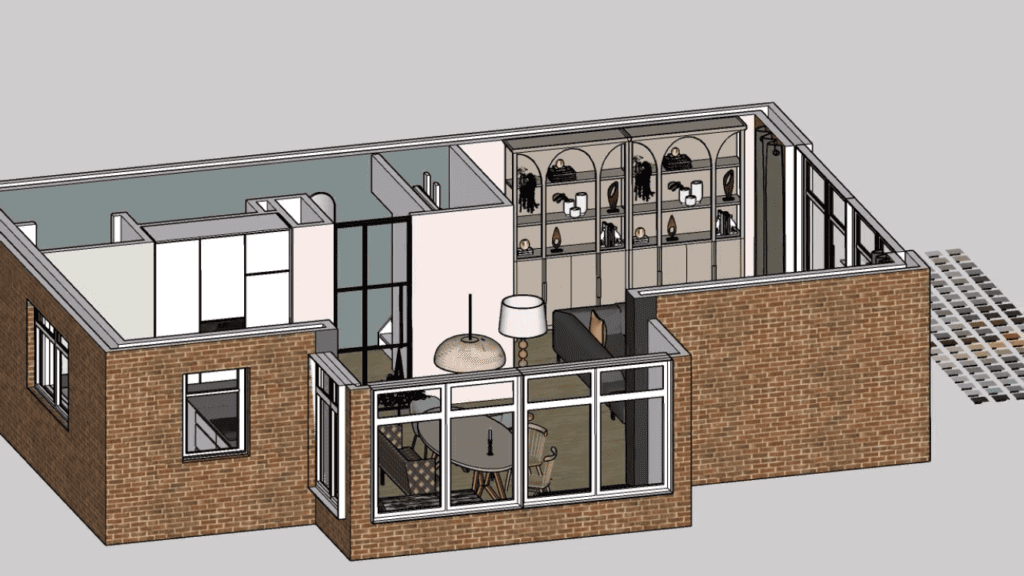 3D Visualisatie Ontwerp maatwerk kast wandvullend