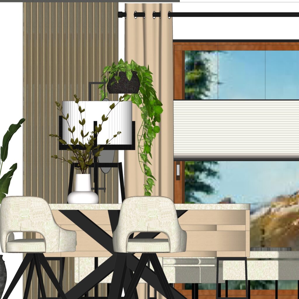 Eethoek met uitzicht op bergen