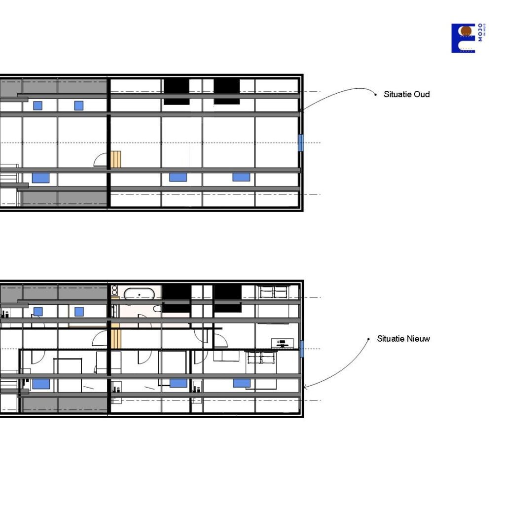 Situatie Oud – Nieuw hooizolder woonboerderij
